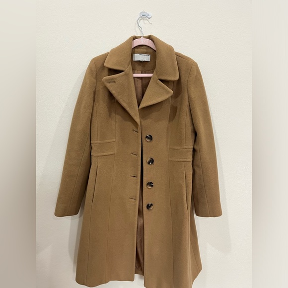Anne Klein Jackets & Blazers - Anne Klein camel wool and cashmere blend structured knee-length buttoned coat, 4